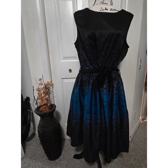 Lindy Bop Navy Blue and Black Ombre Bat Dress Size 12 - Picture 1 of 8
